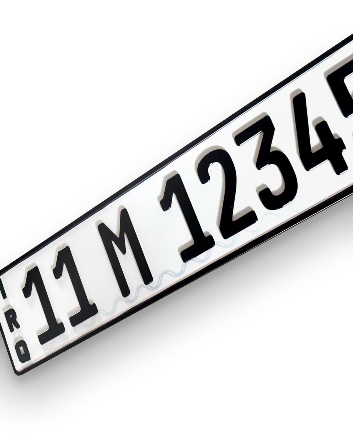 3HD license plate with raised characters, angled view